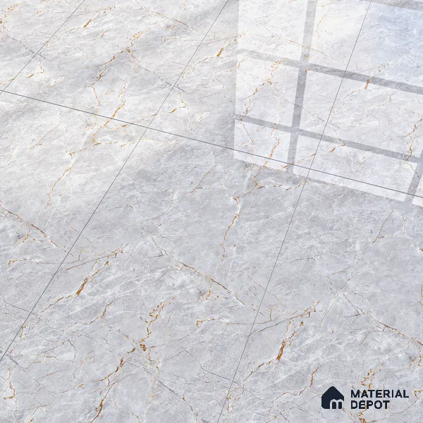 Marble Endless Fior di Bosco Wall & Floor Tile TL 01085 Light Grey 4 ft x 2 ft Glossy Finish Vitrified Tile - 9 mm | Suitable For Living Room, Bedroom, Dining