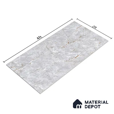 Marble Endless Fior di Bosco Wall & Floor Tile TL 01085 Light Grey 4 ft x 2 ft Glossy Finish Vitrified Tile - 9 mm | Suitable For Living Room, Bedroom, Dining