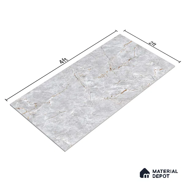 Marble Endless Fior di Bosco Wall & Floor Tile TL 01085 Light Grey 4 ft x 2 ft Glossy Finish Vitrified Tile - 9 mm | Suitable For Living Room, Bedroom, Dining