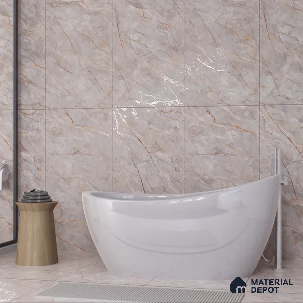 Marble Onyx Wall & Floor Tile TL 01086 Dove Grey 4 ft x 2 ft Matte Finish Vitrified Tile - 9 mm | Suitable For Living Room, Bedroom, Kitchen