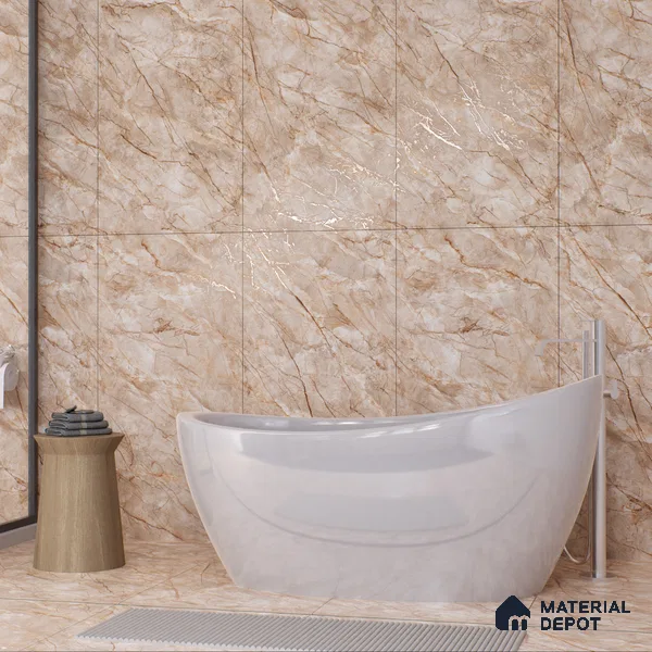 Marble Dyna Royale Wall & Floor Tile TL 01087 Latte Beige 4 ft x 2 ft Matte Finish Vitrified Tile - 9 mm | Suitable For Living Room, Bedroom, Kitchen