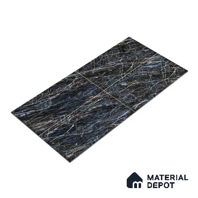 Marble Bardiglio Wall & Floor Tile TL 01090 Charcoal Grey 4 ft x 2 ft Glossy Finish Vitrified Tile - 9 mm | Suitable For Living Room, Bedroom, Dining