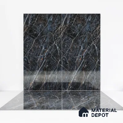 Marble Bardiglio Wall & Floor Tile TL 01090 Charcoal Grey 4 ft x 2 ft Glossy Finish Vitrified Tile - 9 mm | Suitable For Living Room, Bedroom, Dining