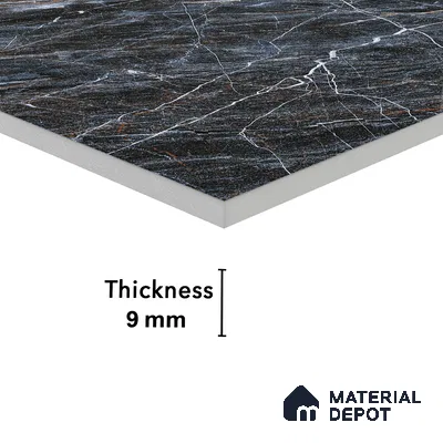 Marble Bardiglio Wall & Floor Tile TL 01090 Charcoal Grey 4 ft x 2 ft Glossy Finish Vitrified Tile - 9 mm | Suitable For Living Room, Bedroom, Dining