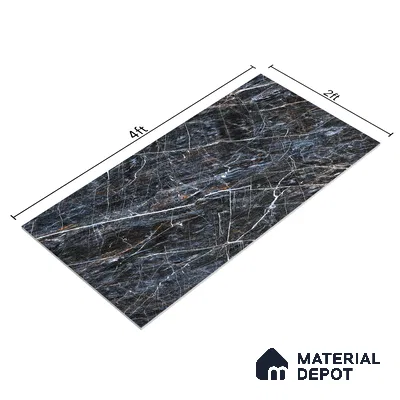 Marble Bardiglio Wall & Floor Tile TL 01090 Charcoal Grey 4 ft x 2 ft Glossy Finish Vitrified Tile - 9 mm | Suitable For Living Room, Bedroom, Dining