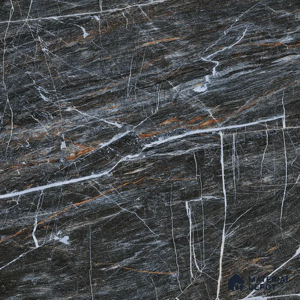 Marble Bardiglio Wall & Floor Tile TL 01090 Charcoal Grey 4 ft x 2 ft Glossy Finish Vitrified Tile - 9 mm | Suitable For Living Room, Bedroom, Dining