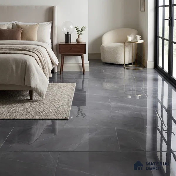 Marble Floor & Wall Tile | TL 01092 Choco Brown 4 ft x 2 ft Glossy Finish Vitrified Tile - 9 mm (Random 03) | Suitable For Living Room, Bedroom, Dining Area