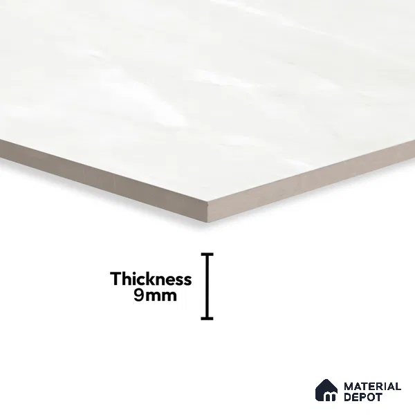 Marble Carrara Wall & Floor Tile TL 01094 Off-White 4 ft x 2 ft Glossy Finish Vitrified Tile - 9 mm | 1 Random Design | Suitable For Living Room, Bedroom, Dining