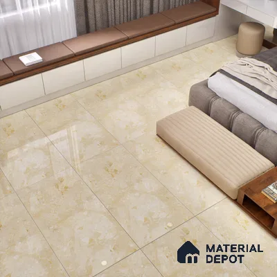 Marble Crema Marfil Wall & Floor Tile TL 01095 Wheat Beige 4 ft x 2 ft Glossy Finish Vitrified Tile - 9 mm | 3 Random Designs | Suitable For Living Room, Bedroom, Dining