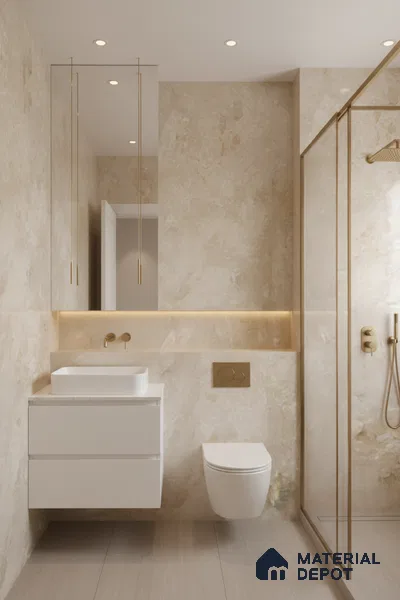 Marble Floor & Wall Tile | TL 01095 Latte Cream 4 ft x 2 ft Glossy Finish Vitrified Tile - 9 mm (Random 03) | Suitable For Living Room, Bedroom, Dining Area (Sample)