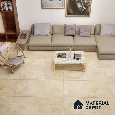 Marble Crema Marfil Wall & Floor Tile TL 01095 Wheat Beige 4 ft x 2 ft Glossy Finish Vitrified Tile - 9 mm | 3 Random Designs | Suitable For Living Room, Bedroom, Dining