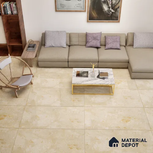 Marble Crema Marfil Wall & Floor Tile TL 01095 Wheat Beige 4 ft x 2 ft Glossy Finish Vitrified Tile - 9 mm | 3 Random Designs | Suitable For Living Room, Bedroom, Dining