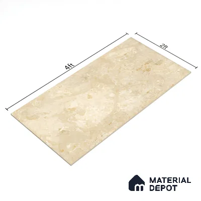 Marble Crema Marfil Wall & Floor Tile TL 01095 Wheat Beige 4 ft x 2 ft Glossy Finish Vitrified Tile - 9 mm | 3 Random Designs | Suitable For Living Room, Bedroom, Dining
