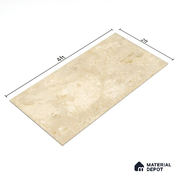 Marble Crema Marfil Wall & Floor Tile TL 01095 Wheat Beige 4 ft x 2 ft Glossy Finish Vitrified Tile - 9 mm | 3 Random Designs | Suitable For Living Room, Bedroom, Dining