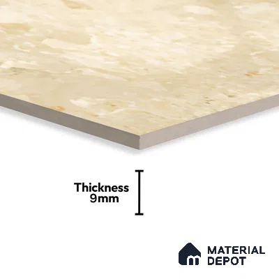 Marble Crema Marfil Wall & Floor Tile TL 01095 Wheat Beige 4 ft x 2 ft Glossy Finish Vitrified Tile - 9 mm | 3 Random Designs | Suitable For Living Room, Bedroom, Dining