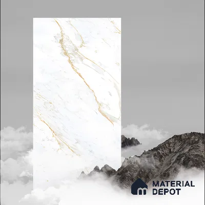 Marble Calacatta Wall & Floor Tile TL 01096 Off-White 4 ft x 2 ft Glossy Finish Vitrified Tile - 9 mm | 3 Random Designs | Suitable For Living Room, Bedroom, Dining