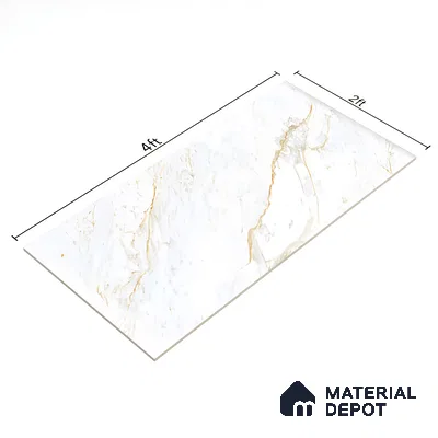 Marble Calacatta Wall & Floor Tile TL 01096 Off-White 4 ft x 2 ft Glossy Finish Vitrified Tile - 9 mm | 3 Random Designs | Suitable For Living Room, Bedroom, Dining