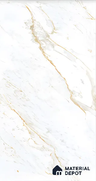 Marble Calacatta Wall & Floor Tile TL 01096 Off-White 4 ft x 2 ft Glossy Finish Vitrified Tile - 9 mm | 3 Random Designs | Suitable For Living Room, Bedroom, Dining