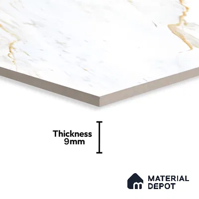 Marble Calacatta Wall & Floor Tile TL 01096 Off-White 4 ft x 2 ft Glossy Finish Vitrified Tile - 9 mm | 3 Random Designs | Suitable For Living Room, Bedroom, Dining