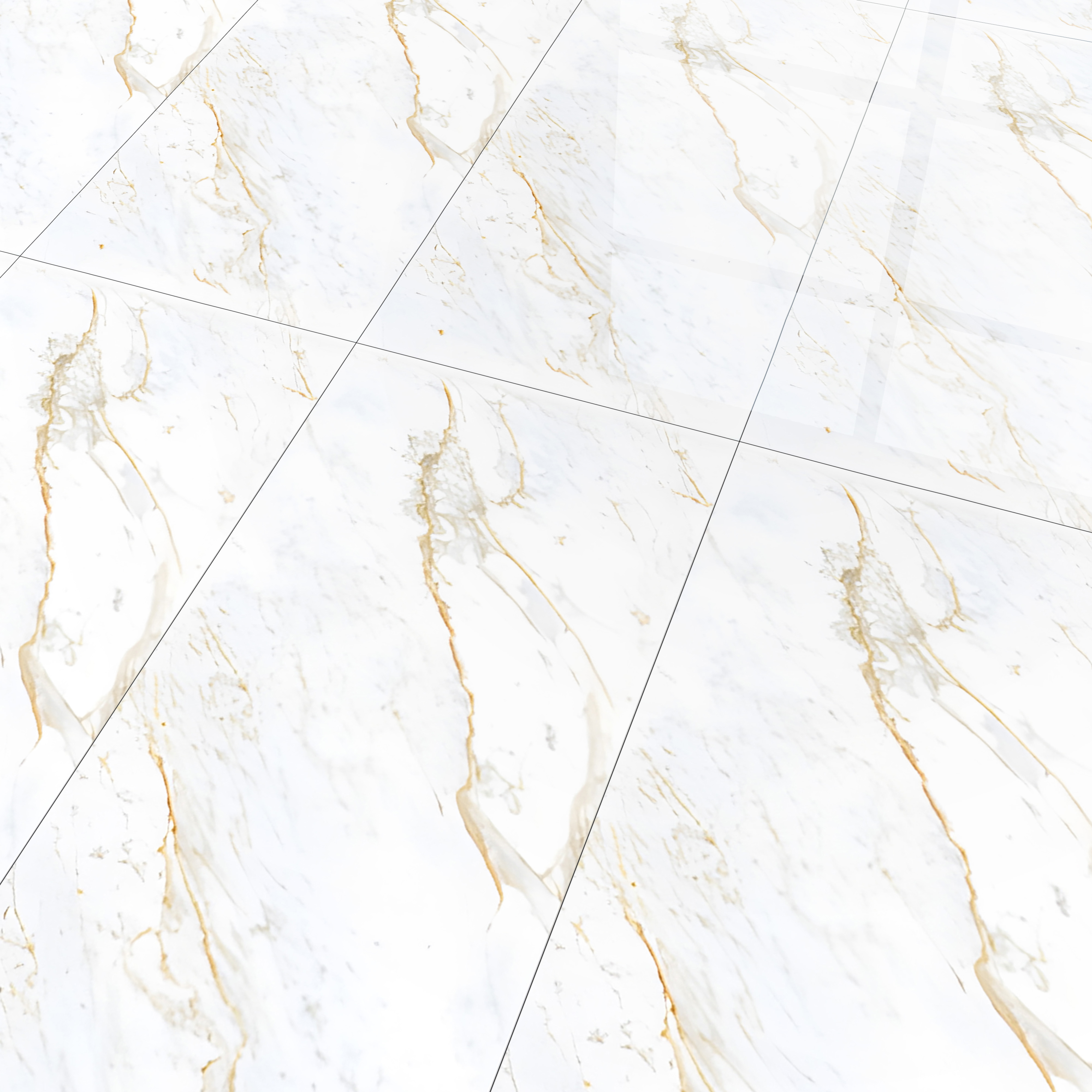 Marble Calacatta Wall & Floor Tile TL 01096 Off-White 4 ft x 2 ft Glossy Finish Vitrified Tile - 9 mm | 3 Random Designs | Suitable For Living Room, Bedroom, Dining
