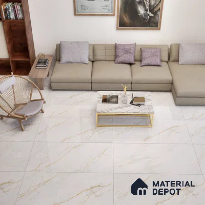 Marble Calacatta Wall & Floor Tile TL 01096 Off-White 4 ft x 2 ft Glossy Finish Vitrified Tile - 9 mm | 3 Random Designs | Suitable For Living Room, Bedroom, Dining