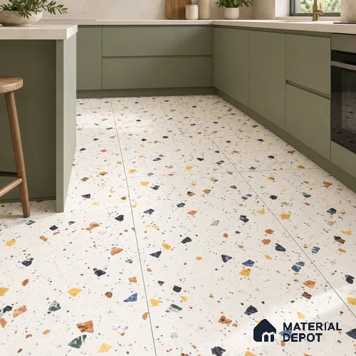 TL 01103 Vibrant Terrazo Carving Matte Finish 600 x 1200 mm Vitrified Wall & Floor Tile - 9 mm