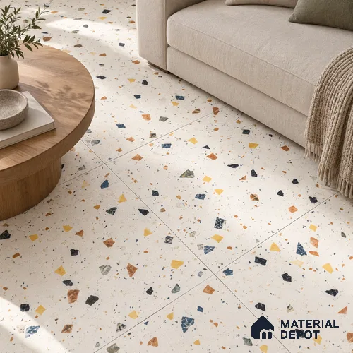 TL 01103 Vibrant Terrazo Carving Matte Finish 600 x 1200 mm Vitrified Wall & Floor Tile - 9 mm