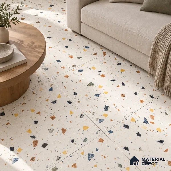TL 01103 Vibrant Terrazo Carving Matte Finish 600 x 1200 mm Vitrified Wall & Floor Tile - 9 mm