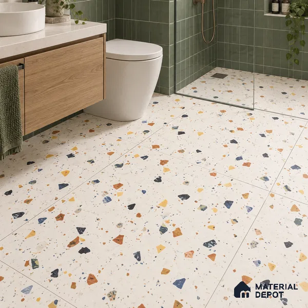 TL 01103 Vibrant Terrazo Carving Matte Finish 600 x 1200 mm Vitrified Wall & Floor Tile - 9 mm