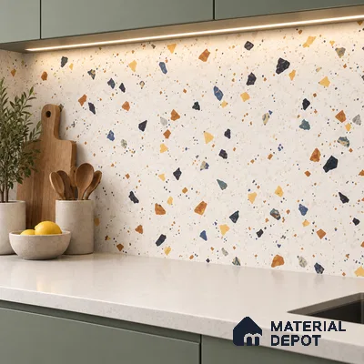 TL 01103 Vibrant Terrazo Carving Matte Finish 600 x 1200 mm Vitrified Wall & Floor Tile - 9 mm