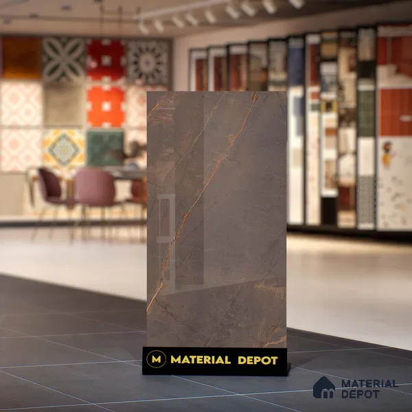 Marble Emperador Wall & Floor Tile TL 01152 Coffee Brown 4 ft x 2 ft High Gloss Finish Vitrified Tile - 9 mm | Suitable For Living Room, Bedroom, Dining