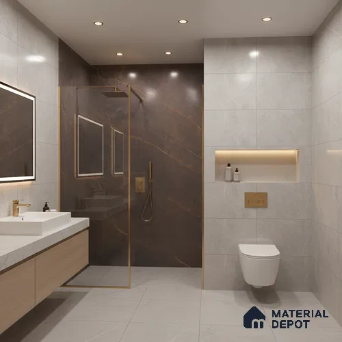 Marble Floor & Wall Tile | TL 01152 Scambio Coffee High Gloss Finish 4 ft x 2 ft Vitrified Tile - 9 mm | Suitable For Living Room, Bedroom, Dining Area