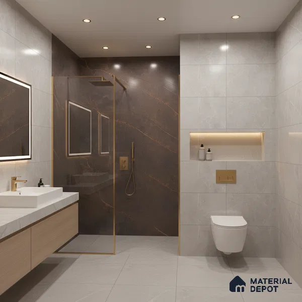 Marble Floor & Wall Tile | TL 01152 Scambio Coffee High Gloss Finish 4 ft x 2 ft Vitrified Tile - 9 mm | Suitable For Living Room, Bedroom, Dining Area (Sample)