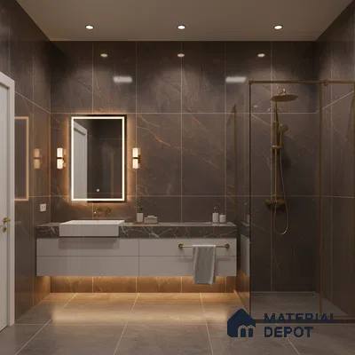 Marble Floor & Wall Tile | TL 01152 Scambio Coffee High Gloss Finish 4 ft x 2 ft Vitrified Tile - 9 mm | Suitable For Living Room, Bedroom, Dining Area (Sample)