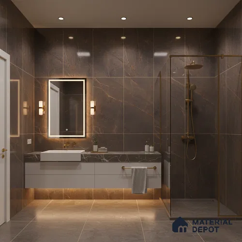 Marble Floor & Wall Tile | TL 01152 Scambio Coffee High Gloss Finish 4 ft x 2 ft Vitrified Tile - 9 mm | Suitable For Living Room, Bedroom, Dining Area