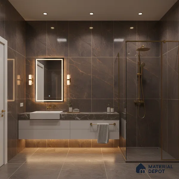 Marble Floor & Wall Tile | TL 01152 Scambio Coffee High Gloss Finish 4 ft x 2 ft Vitrified Tile - 9 mm | Suitable For Living Room, Bedroom, Dining Area (Sample)