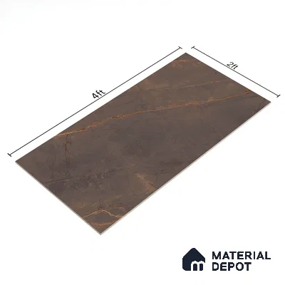 Marble Emperador Wall & Floor Tile TL 01152 Coffee Brown 4 ft x 2 ft High Gloss Finish Vitrified Tile - 9 mm | Suitable For Living Room, Bedroom, Dining