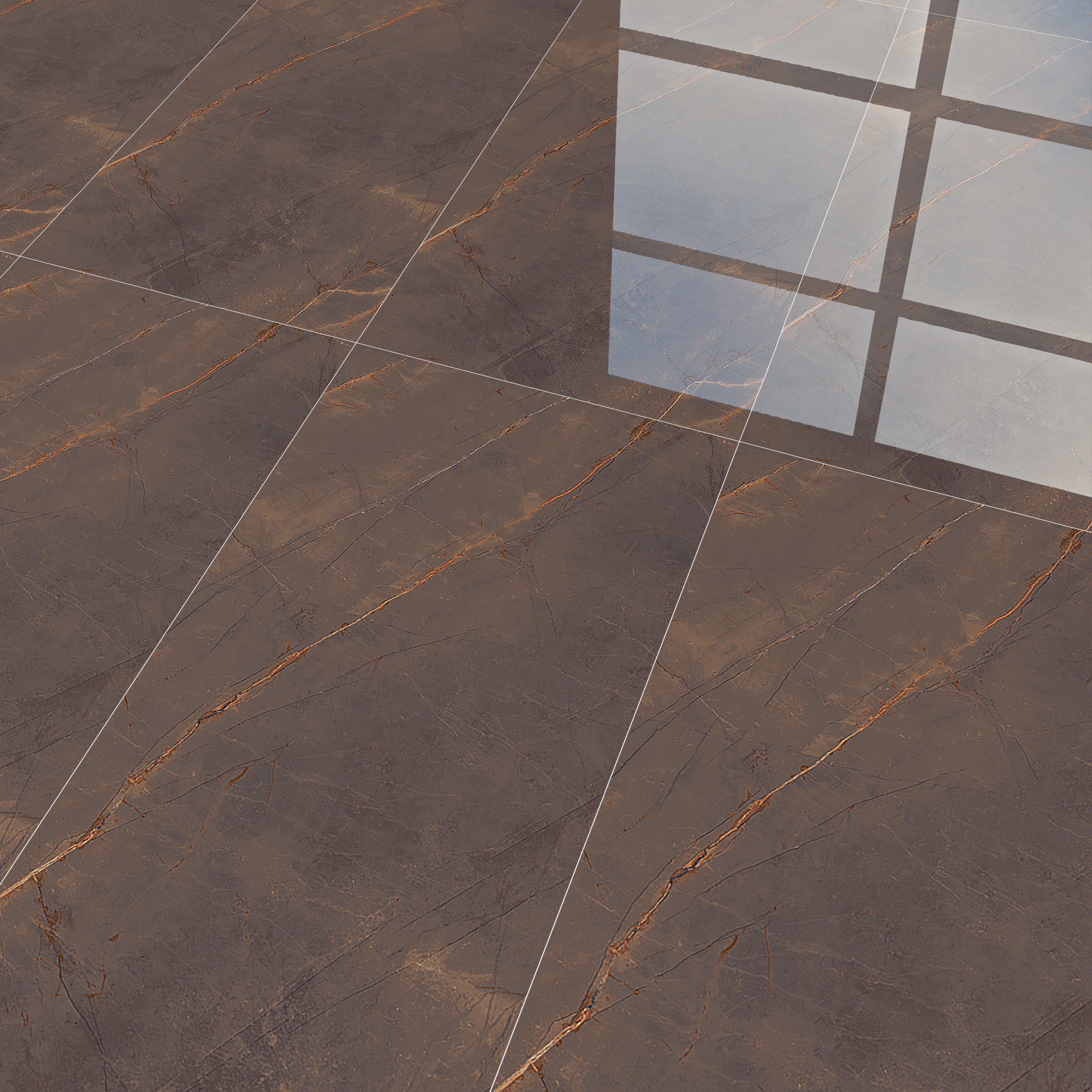 Marble Emperador Wall & Floor Tile TL 01152 Coffee Brown 4 ft x 2 ft High Gloss Finish Vitrified Tile - 9 mm | Suitable For Living Room, Bedroom, Dining