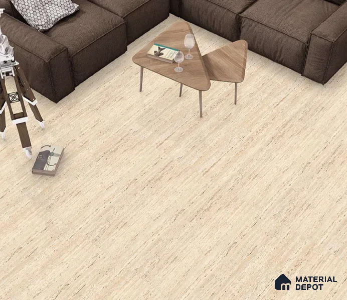 TL 01161 Traventino Brass Light 600 x 1200 mm Glossy Finish Digital Vitrified Wall & Floor Tile - 9 mm