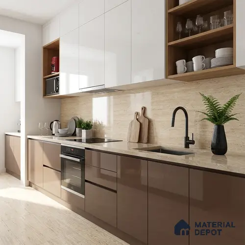 TL 01161 Traventino Brass Light 600 x 1200 mm Glossy Finish Digital Vitrified Wall & Floor Tile - 9 mm