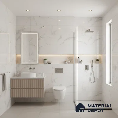 Endless Marble Floor & Wall Tile | TL 01183 Effulgent White | 4 ft x 2 ft Glossy Finish Vitrified Tile - 9 mm | Suitable For Living Room, Bedroom, Dining Area