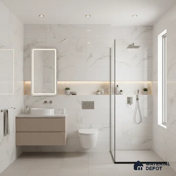 Endless Marble Floor & Wall Tile | TL 01183 Effulgent White | 4 ft x 2 ft Glossy Finish Vitrified Tile - 9 mm | Suitable For Living Room, Bedroom, Dining Area