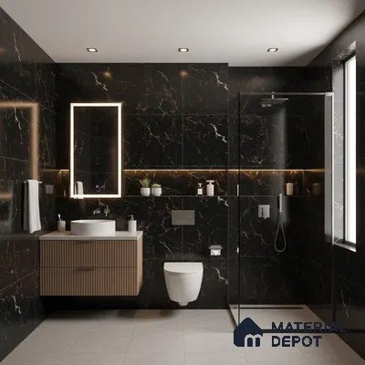 Endless Wall & Floor Vitrified Tile Space Black 4 ft x 2 ft | TL 01196 High Gloss Finish Tile - 9 mm | Suitable for Living Room, Bedroom