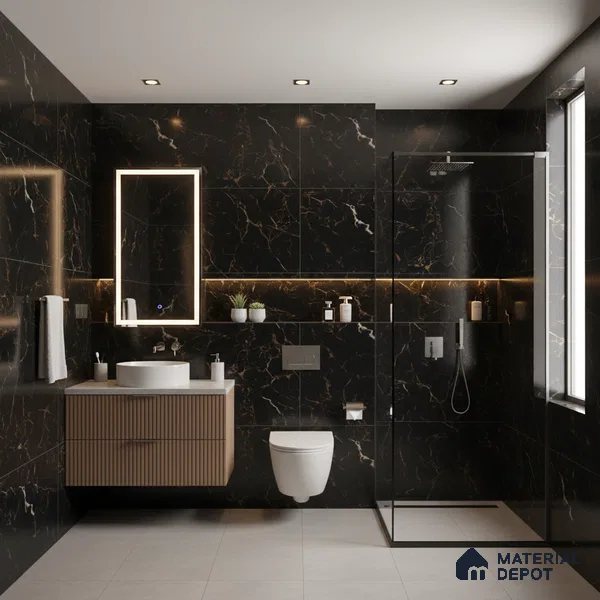 Endless Wall & Floor Vitrified Tile Space Black 4 ft x 2 ft | TL 01196 High Gloss Finish Tile - 9 mm | Suitable for Living Room, Bedroom