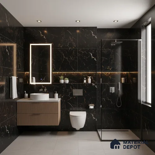 Endless Wall & Floor Vitrified Tile Space Black 4 ft x 2 ft | TL 01196 High Gloss Finish Tile - 9 mm | Suitable for Living Room, Bedroom