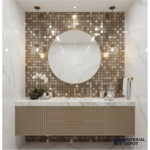Mosaic Wall Tile TL 01426 Gold Metallic 300x300 mm Glossy Finish Porcelain Tile - 8 mm (Sample)