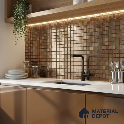 Mosaic Wall Tile TL 01426 Gold Metallic 300x300 mm Glossy Finish Porcelain Tile - 8 mm (Sample)