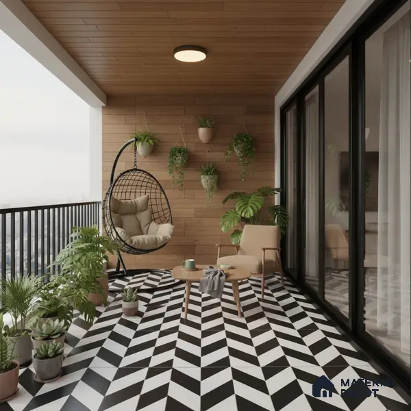 Moroccan Wall & Floor Tile TL 01439 Black & Polar White 2 ft x 2 ft Matte Finish Vitrified Tile - 9 mm | Suitable For Kitchen, Bathroom, Dining Area | Please Expect a Slight Variation of Pattern