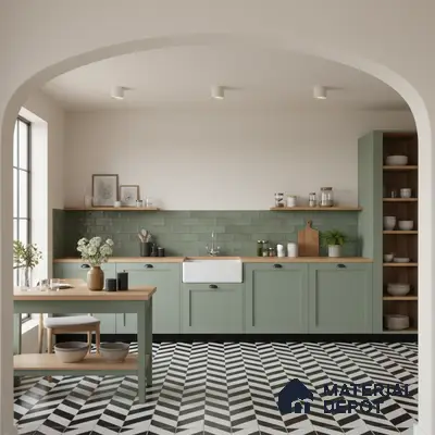 Moroccan Wall & Floor Tile TL 01439 Black & Polar White 2 ft x 2 ft Matte Finish Vitrified Tile - 9 mm | Suitable For Kitchen, Bathroom, Dining Area | Please Expect a Slight Variation of Pattern
