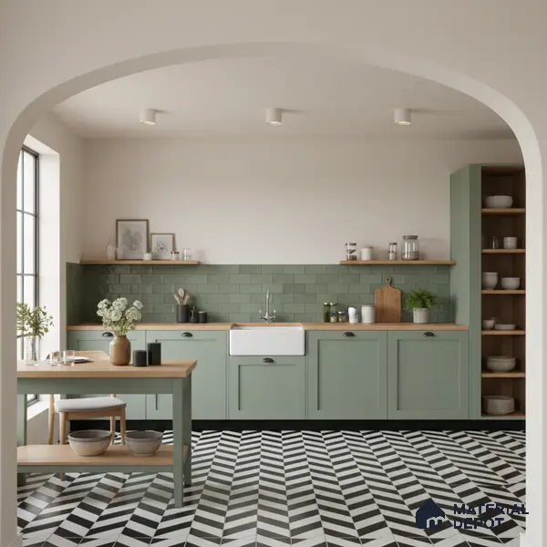 Moroccan Wall & Floor Tile TL 01439 Black & Polar White 2 ft x 2 ft Matte Finish Vitrified Tile - 9 mm | Suitable For Kitchen, Bathroom, Dining Area | Please Expect a Slight Variation of Pattern